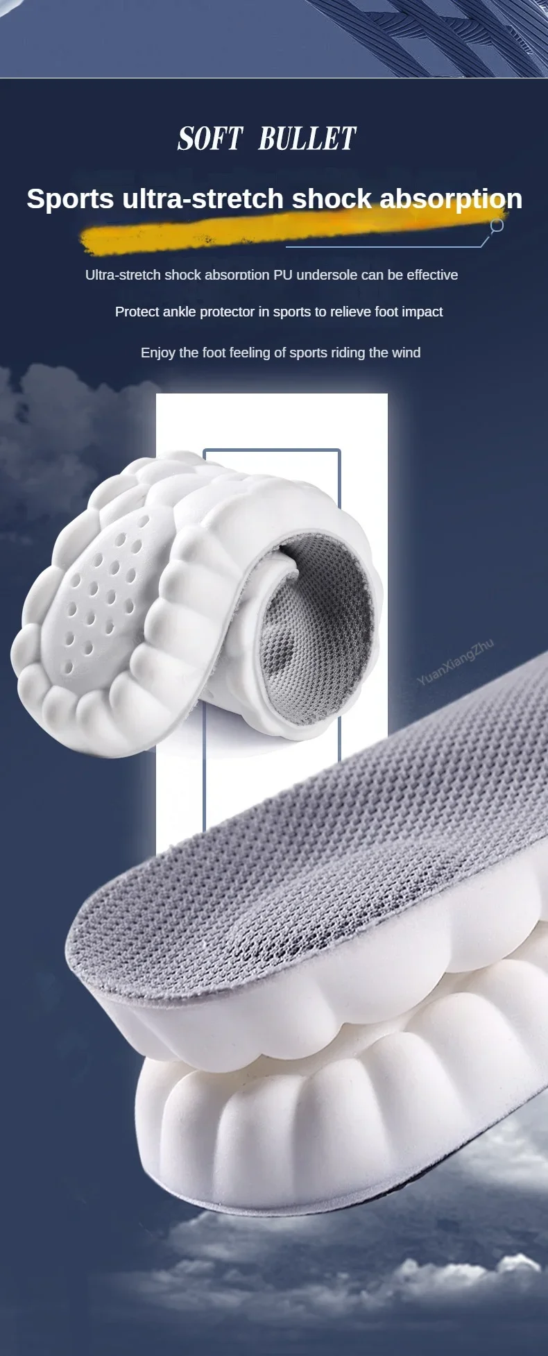 4D Foot Massage Insole Unisex Shock-Absorbing Sports Insoles Breathable and Comfortable Running Insoles 1Pair/2Pair