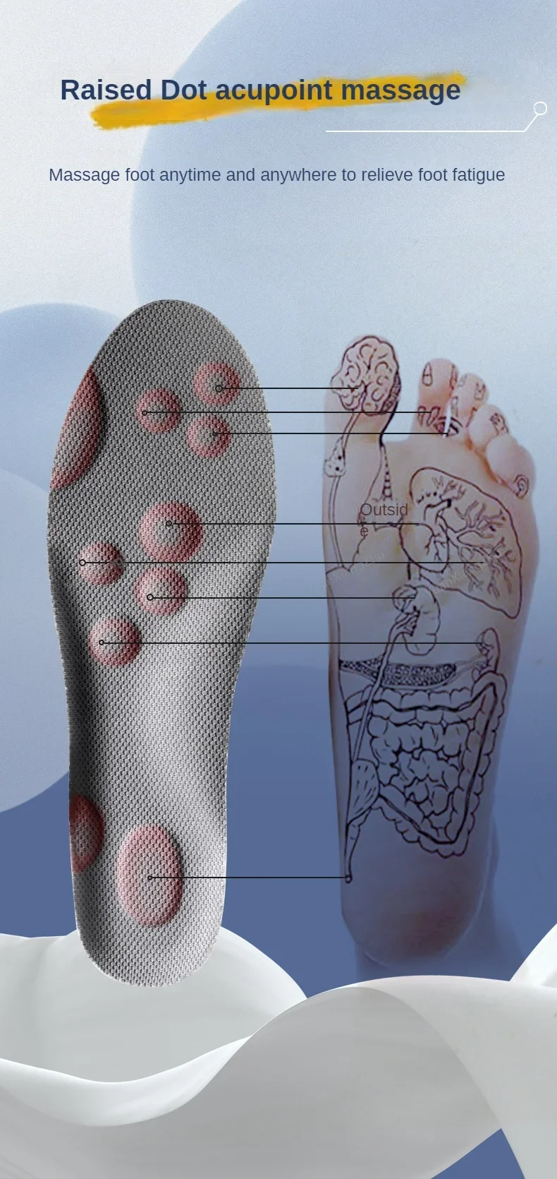 4D Foot Massage Insole Unisex Shock-Absorbing Sports Insoles Breathable and Comfortable Running Insoles 1Pair/2Pair