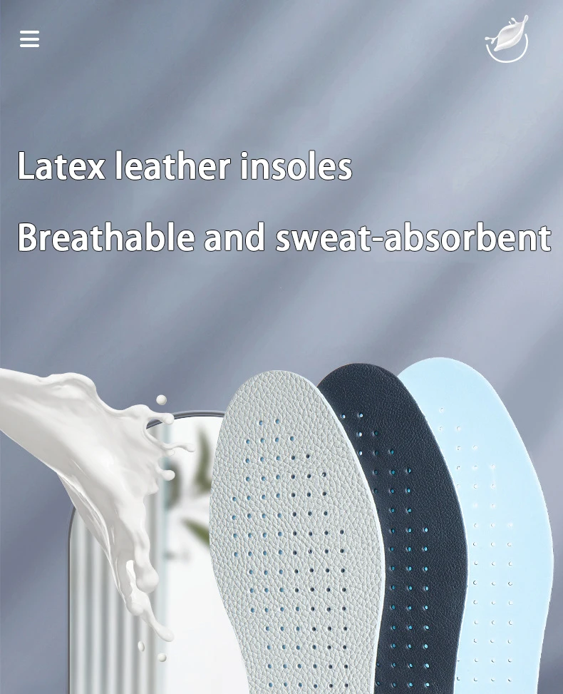 1Pair/2Pair Leather Insoles Breathable Sports Insole Latex Elastic Shoe Sole Men and Women Comfortable Shoe Pads