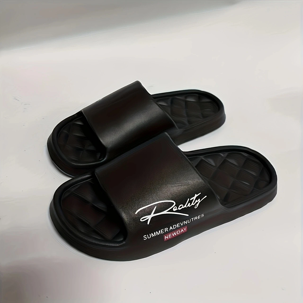 Men Letter Print EVA Home Slippers Diamond Soft Insole Non Slip Thick Sole Indoor Bathroom Slides