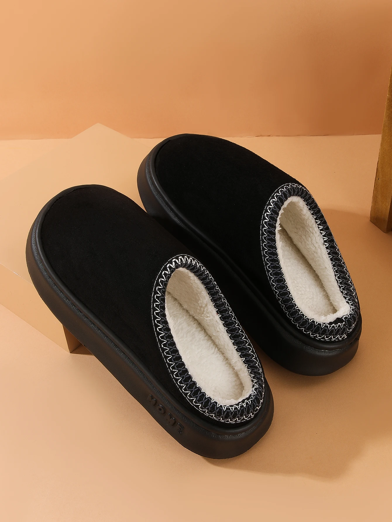 Men's Cotton Slippers, Women's Style, Fleece-Lined, Thick-Soled, Non-Slip, Indoor Height-Increasing Slippers, Couple Slippers, Cotton Slippers, Women's Style