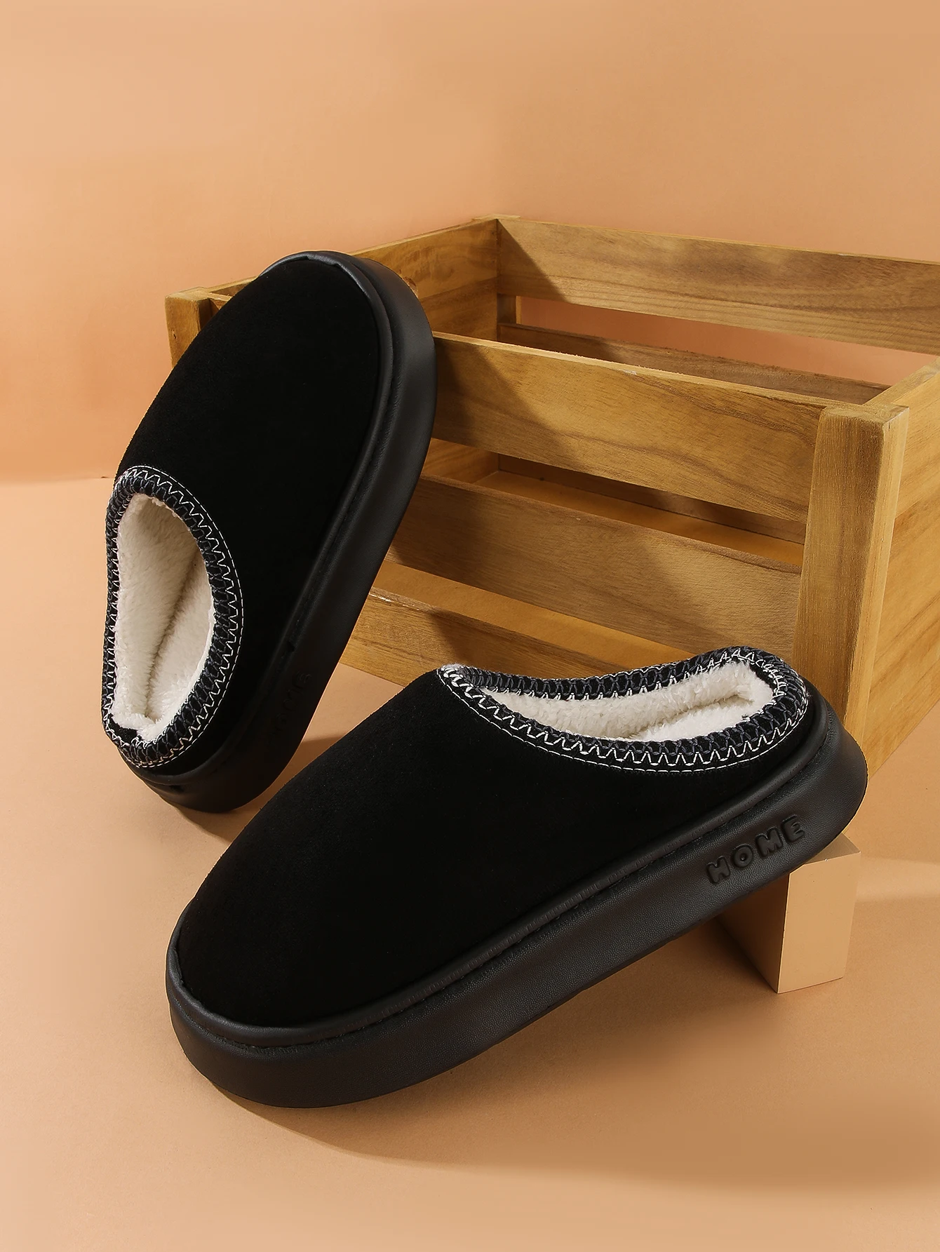 Men's Cotton Slippers, Women's Style, Fleece-Lined, Thick-Soled, Non-Slip, Indoor Height-Increasing Slippers, Couple Slippers, Cotton Slippers, Women's Style