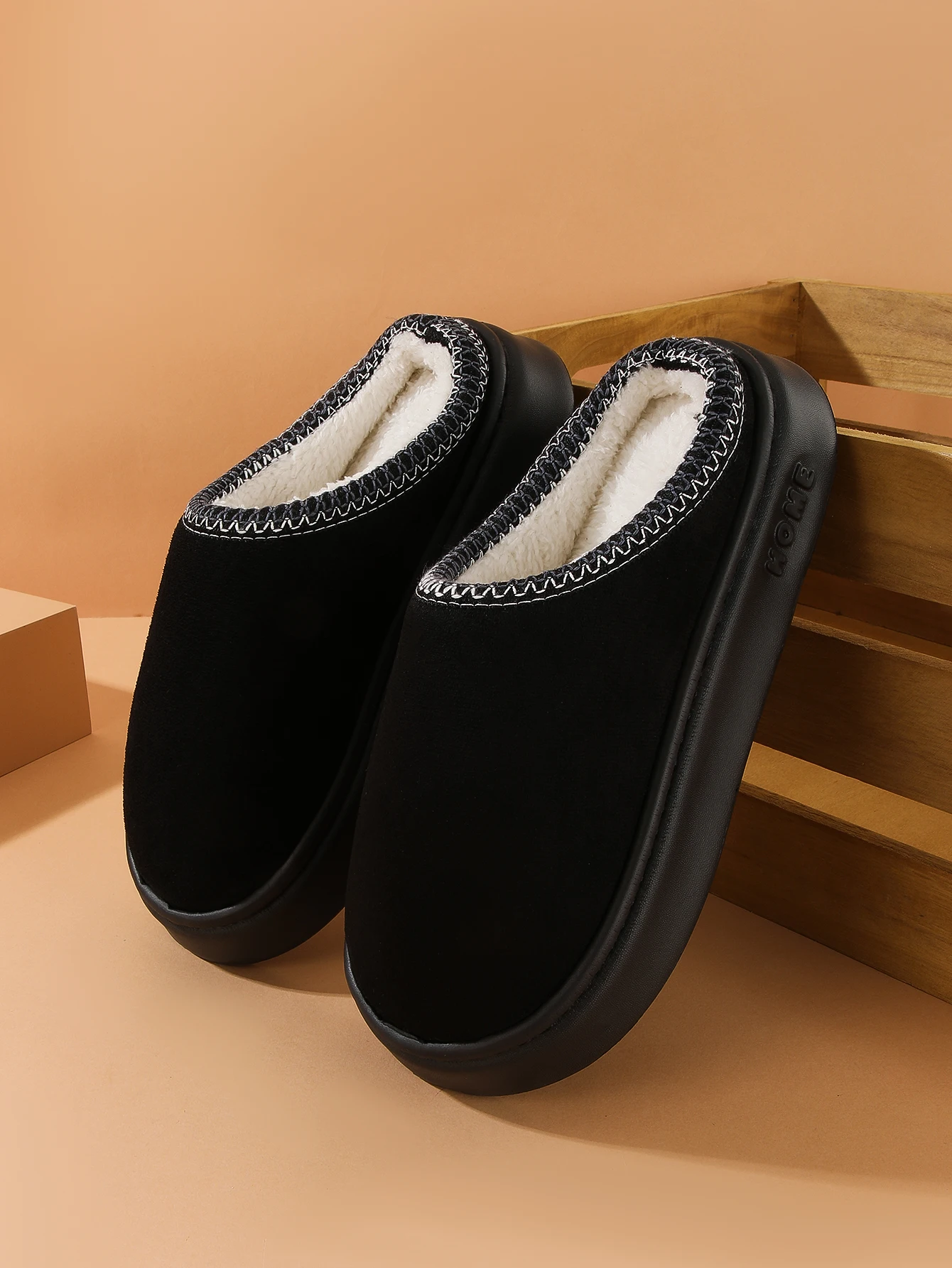 Men's Cotton Slippers, Women's Style, Fleece-Lined, Thick-Soled, Non-Slip, Indoor Height-Increasing Slippers, Couple Slippers, Cotton Slippers, Women's Style