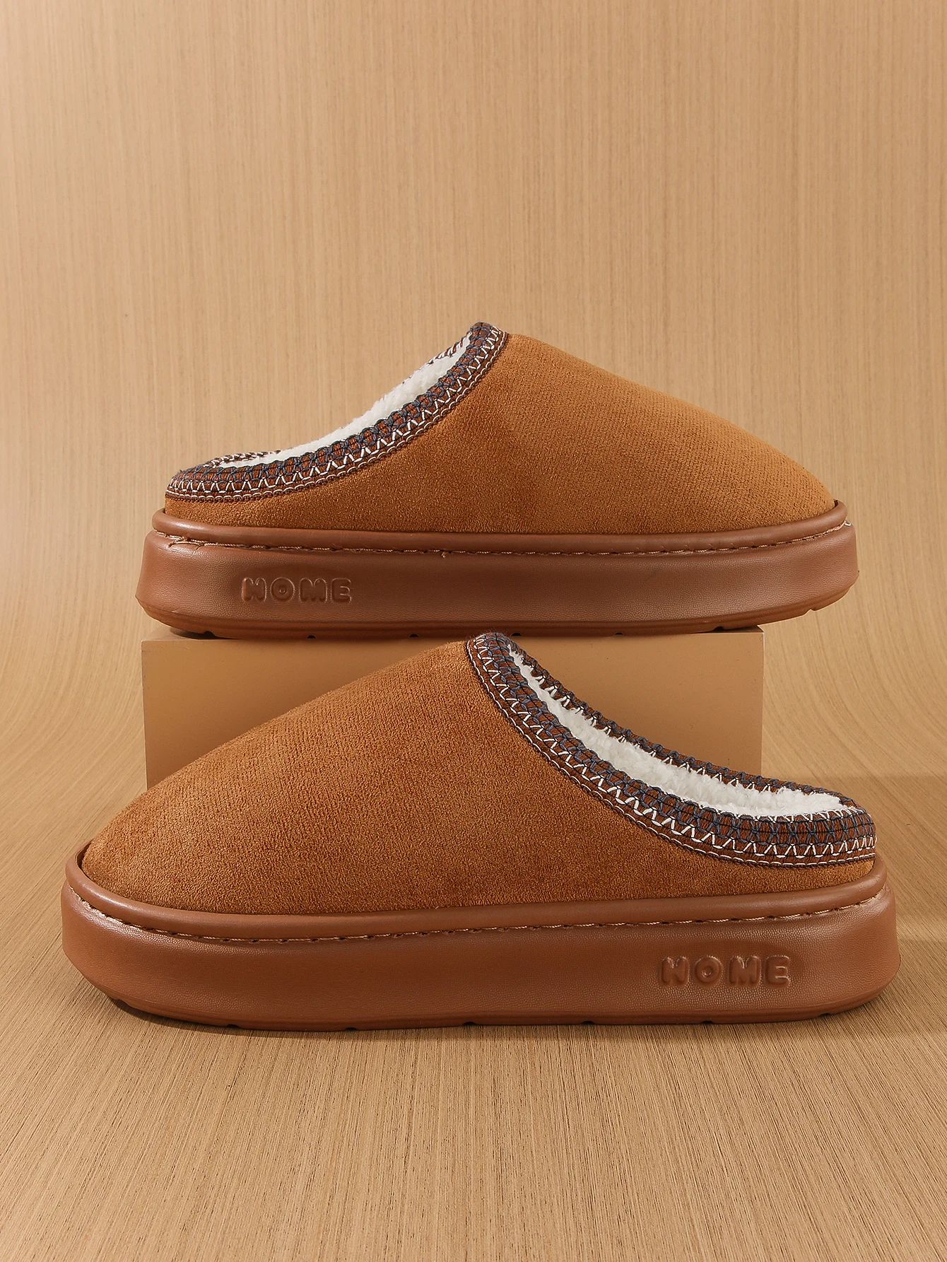 Men's Cotton Slippers, Women's Style, Fleece-Lined, Thick-Soled, Non-Slip, Indoor Height-Increasing Slippers, Couple Slippers, Cotton Slippers, Women's Style