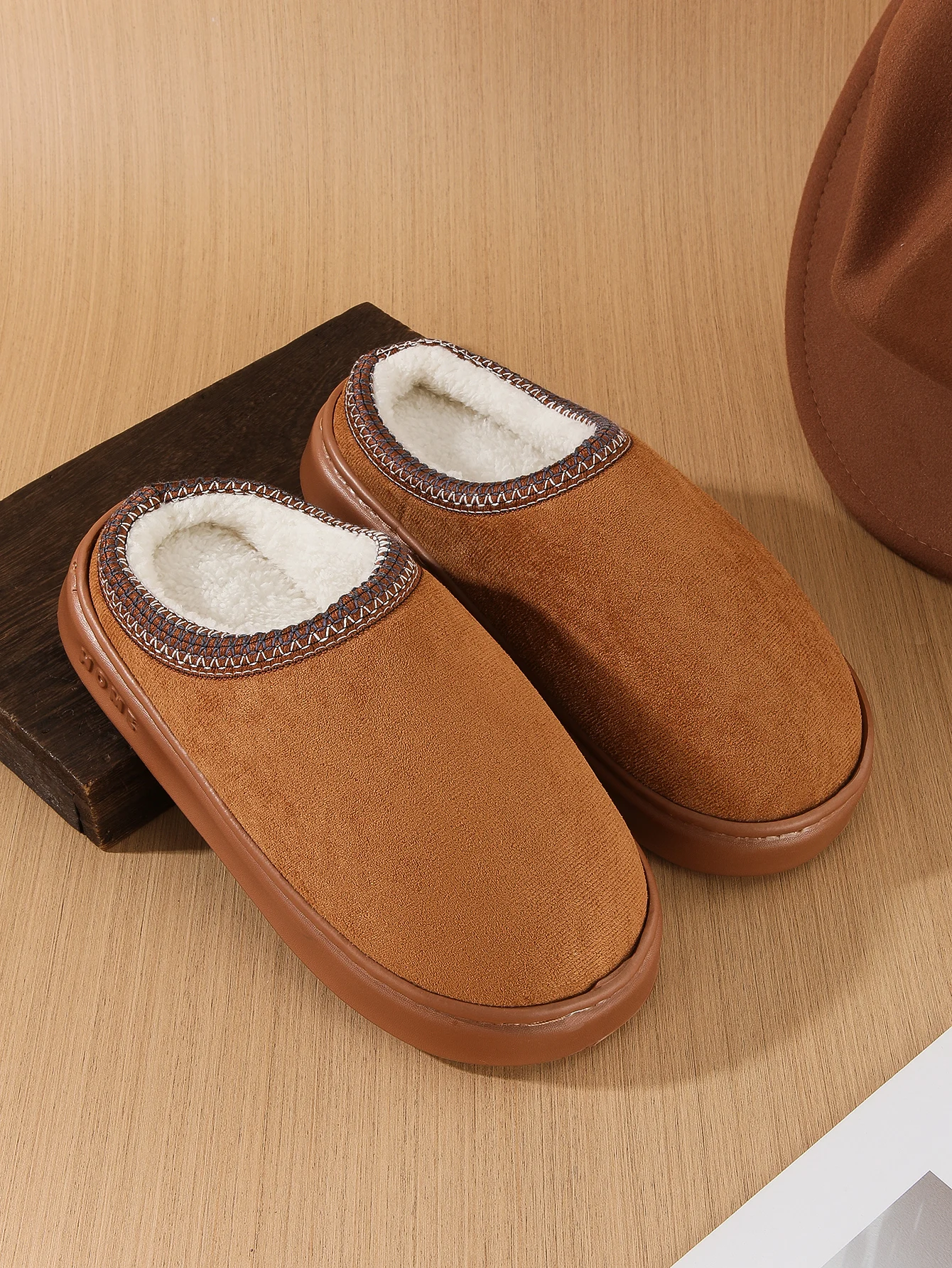 Men's Cotton Slippers, Women's Style, Fleece-Lined, Thick-Soled, Non-Slip, Indoor Height-Increasing Slippers, Couple Slippers, Cotton Slippers, Women's Style
