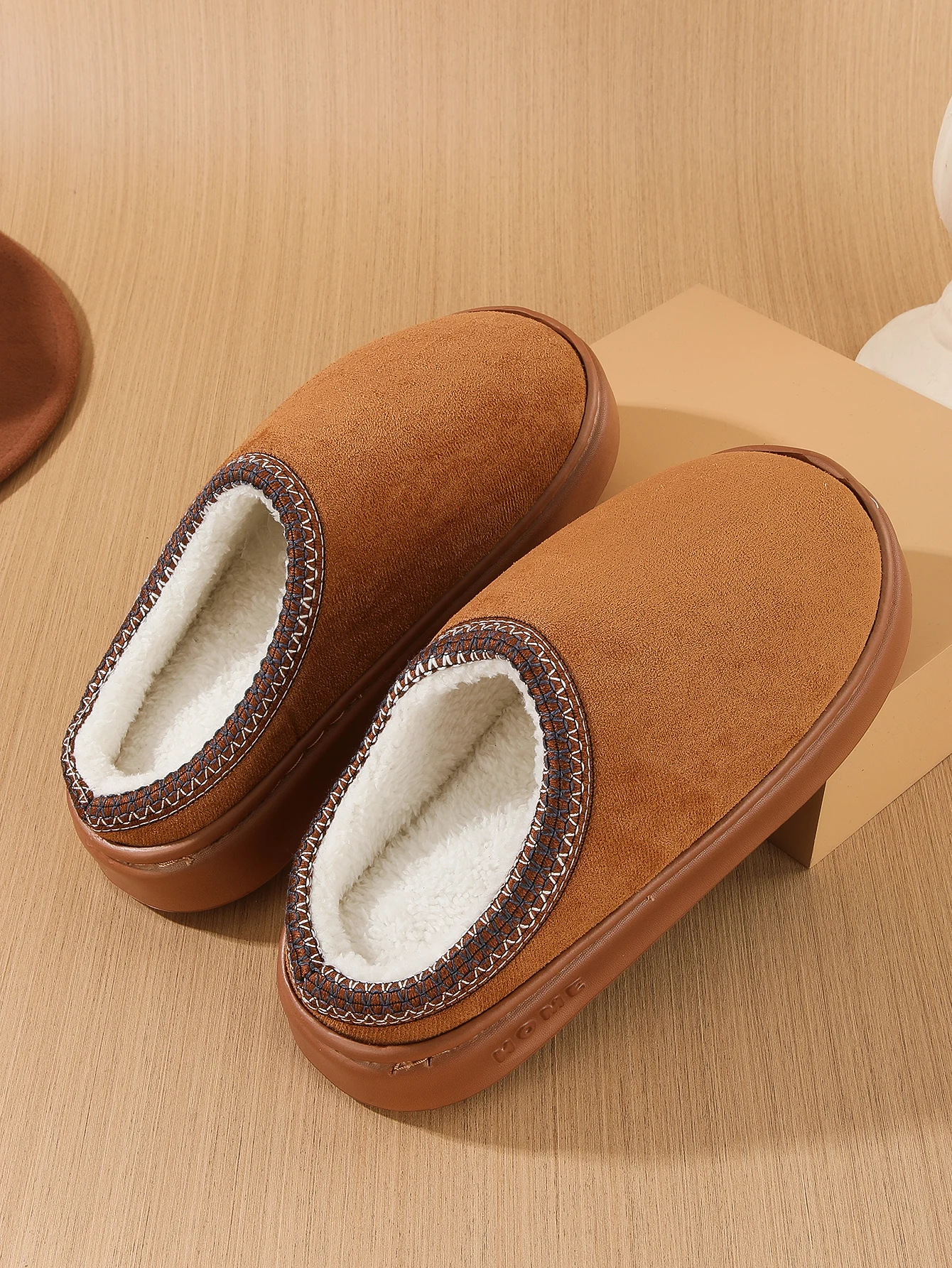 Men's Cotton Slippers, Women's Style, Fleece-Lined, Thick-Soled, Non-Slip, Indoor Height-Increasing Slippers, Couple Slippers, Cotton Slippers, Women's Style