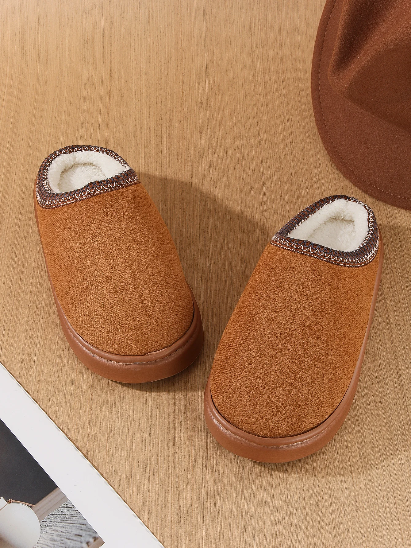 Men's Cotton Slippers, Women's Style, Fleece-Lined, Thick-Soled, Non-Slip, Indoor Height-Increasing Slippers, Couple Slippers, Cotton Slippers, Women's Style