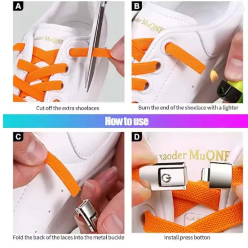 10Pcs Shoelaces Buckle Lock Metal Quick-Release No-Tie Shoe Laces Stylish Press-On Buckle Locks- Hassle-Free, Adjustable Fit