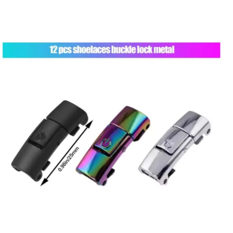 10Pcs Shoelaces Buckle Lock Metal Quick-Release No-Tie Shoe Laces Stylish Press-On Buckle Locks- Hassle-Free, Adjustable Fit