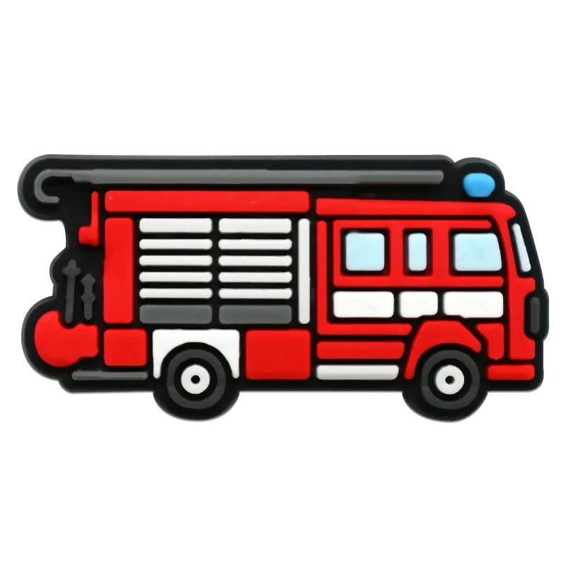 12Pcs Fire Truck Series Shoe Charms For Shoe Key Chain Sandals Beach Bags, PVC DIY Shoe Decorations Accessories Shoes Pin