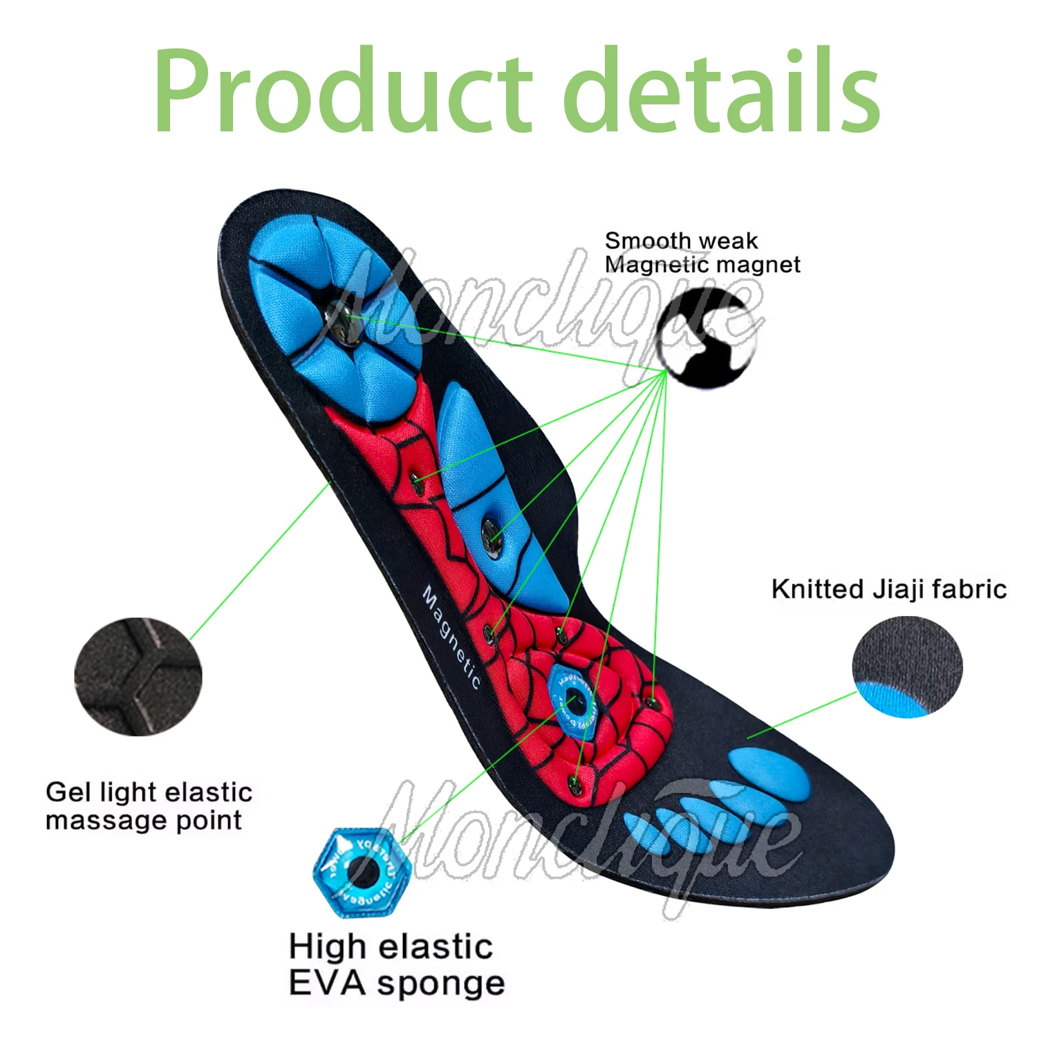 Magnetic Sports Shoe Insoles Orthopedic Shoes Inserts EVA Foot Massage Comfortable Arch Support Insoles for Men Women Fitness