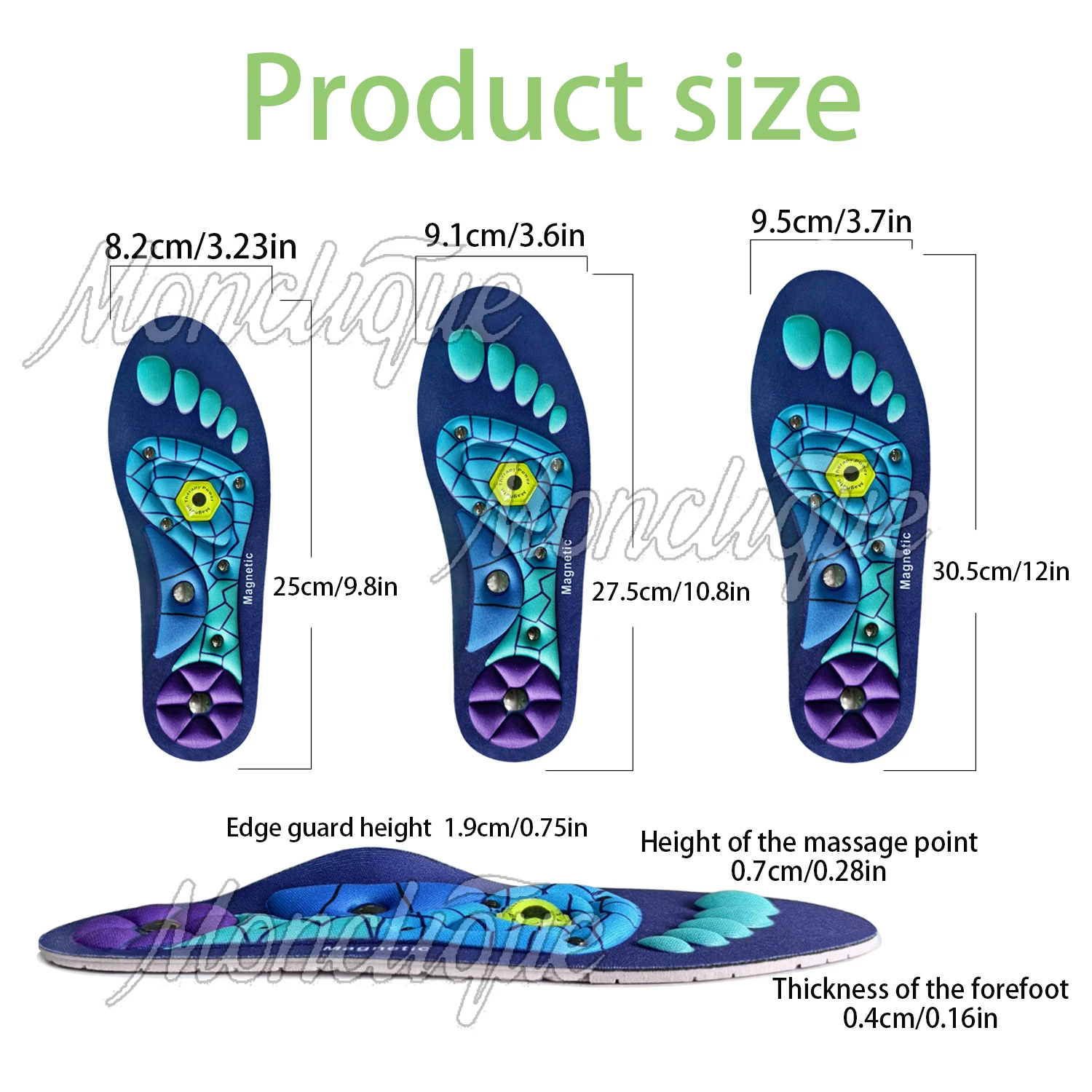Magnetic Sports Shoe Insoles Orthopedic Shoes Inserts EVA Foot Massage Comfortable Arch Support Insoles for Men Women Fitness