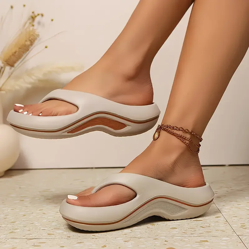 Women Solid Color EVA Flip Flops Non Slip Quick Dry Soft Quiet Sole Casual Home Bathroom Beach Slippers