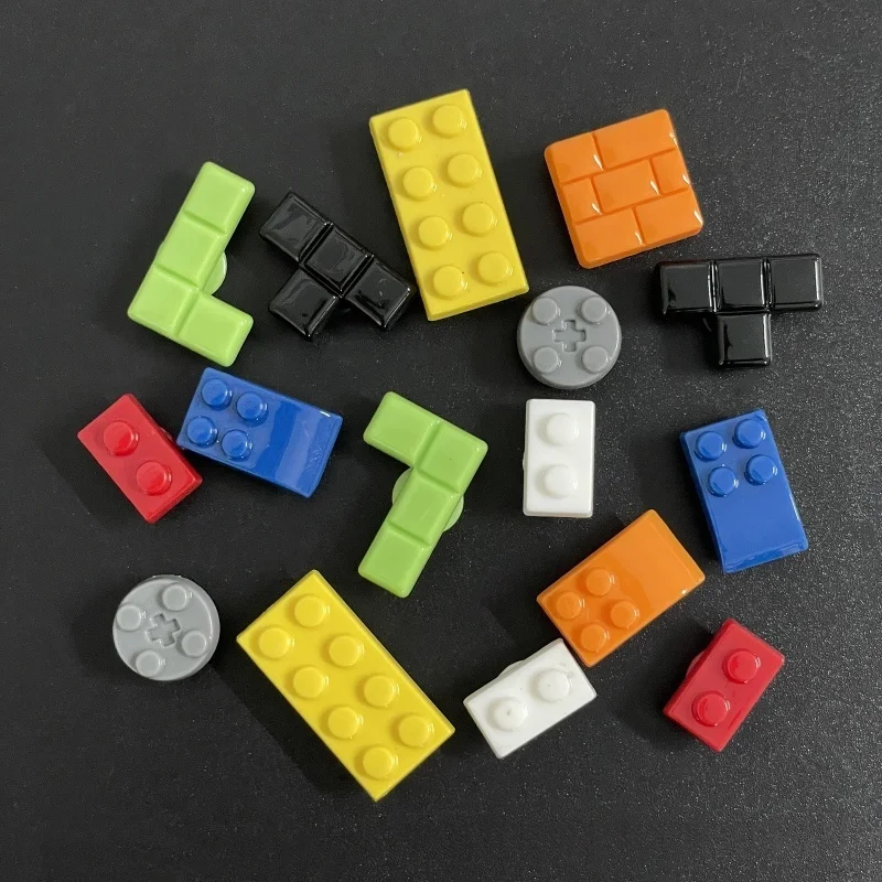 16PCS Building Block Shoes Charms Set Tetris Style Shoe Decorations for Clogs Sandals Creative Brick Shoe Accessories Party Gift