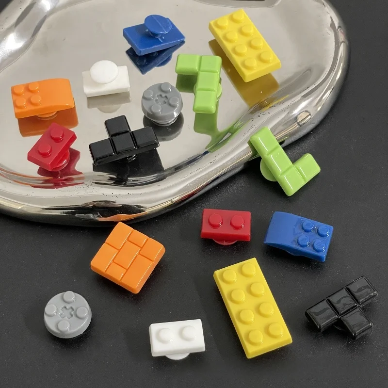 16PCS Building Block Shoes Charms Set Tetris Style Shoe Decorations for Clogs Sandals Creative Brick Shoe Accessories Party Gift