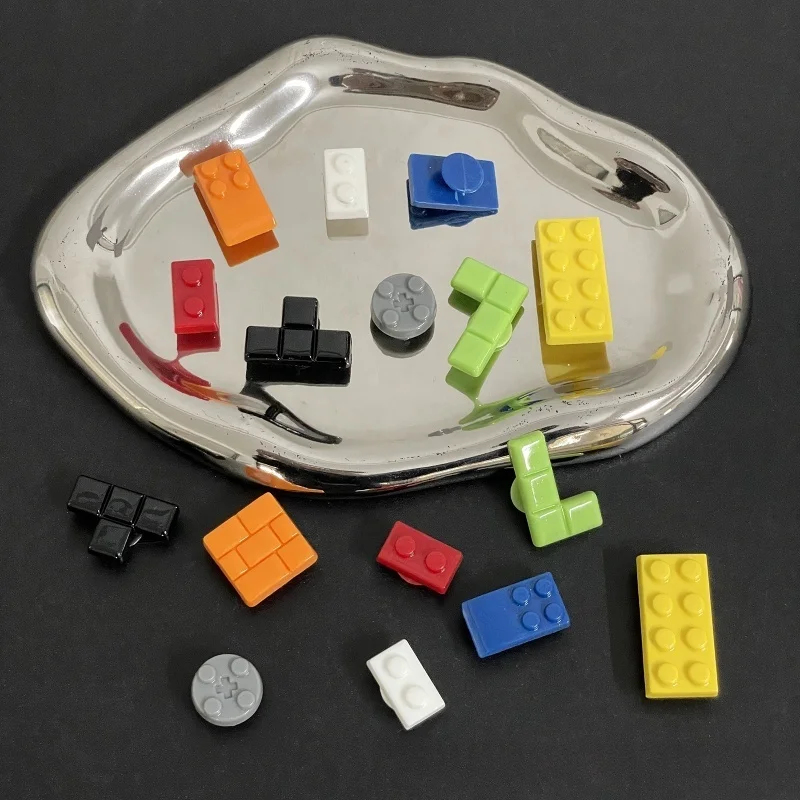16PCS Building Block Shoes Charms Set Tetris Style Shoe Decorations for Clogs Sandals Creative Brick Shoe Accessories Party Gift