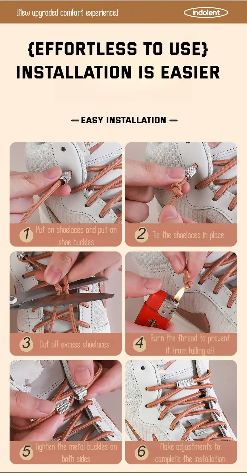 Round Elastic Shoelaces Sneakers Tennis Shoe Laces Without Ties for Kids Adult No Tie Shoelace Rubber Bands Shoes Accessories