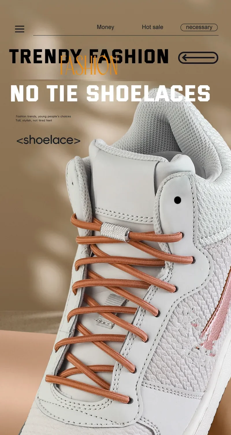 Round Elastic Shoelaces Sneakers Tennis Shoe Laces Without Ties for Kids Adult No Tie Shoelace Rubber Bands Shoes Accessories