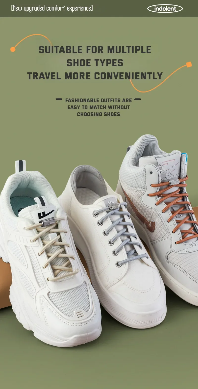 Round Elastic Shoelaces Sneakers Tennis Shoe Laces Without Ties for Kids Adult No Tie Shoelace Rubber Bands Shoes Accessories