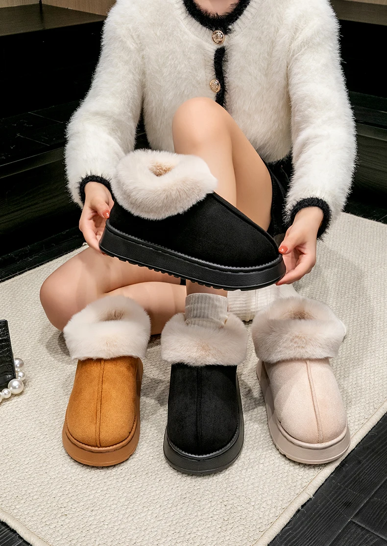 Women's Autumn And Winter Cotton Slippers With Thick And Soft Soles For Outdoor Wear, Comfortable And Warm At Home, Anti-slip