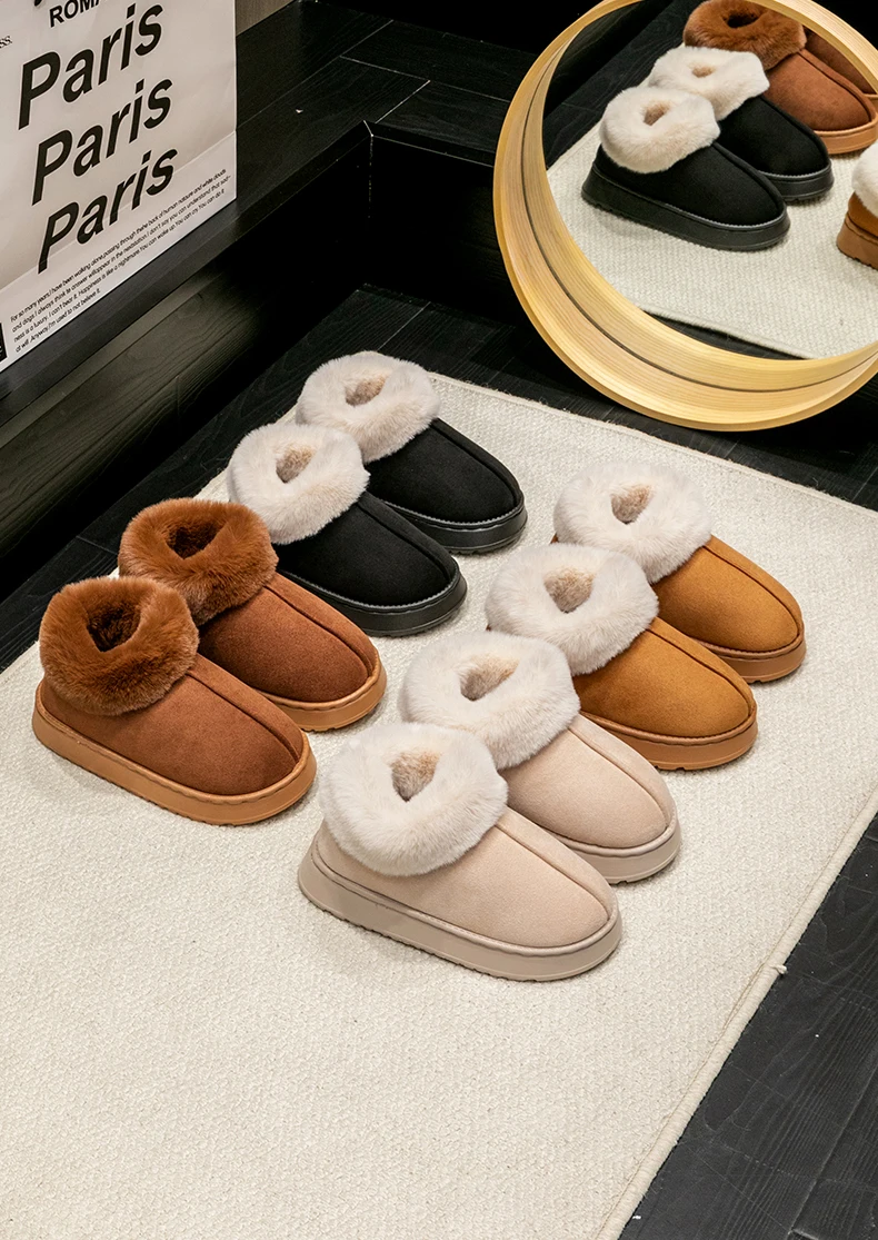 Women's Autumn And Winter Cotton Slippers With Thick And Soft Soles For Outdoor Wear, Comfortable And Warm At Home, Anti-slip