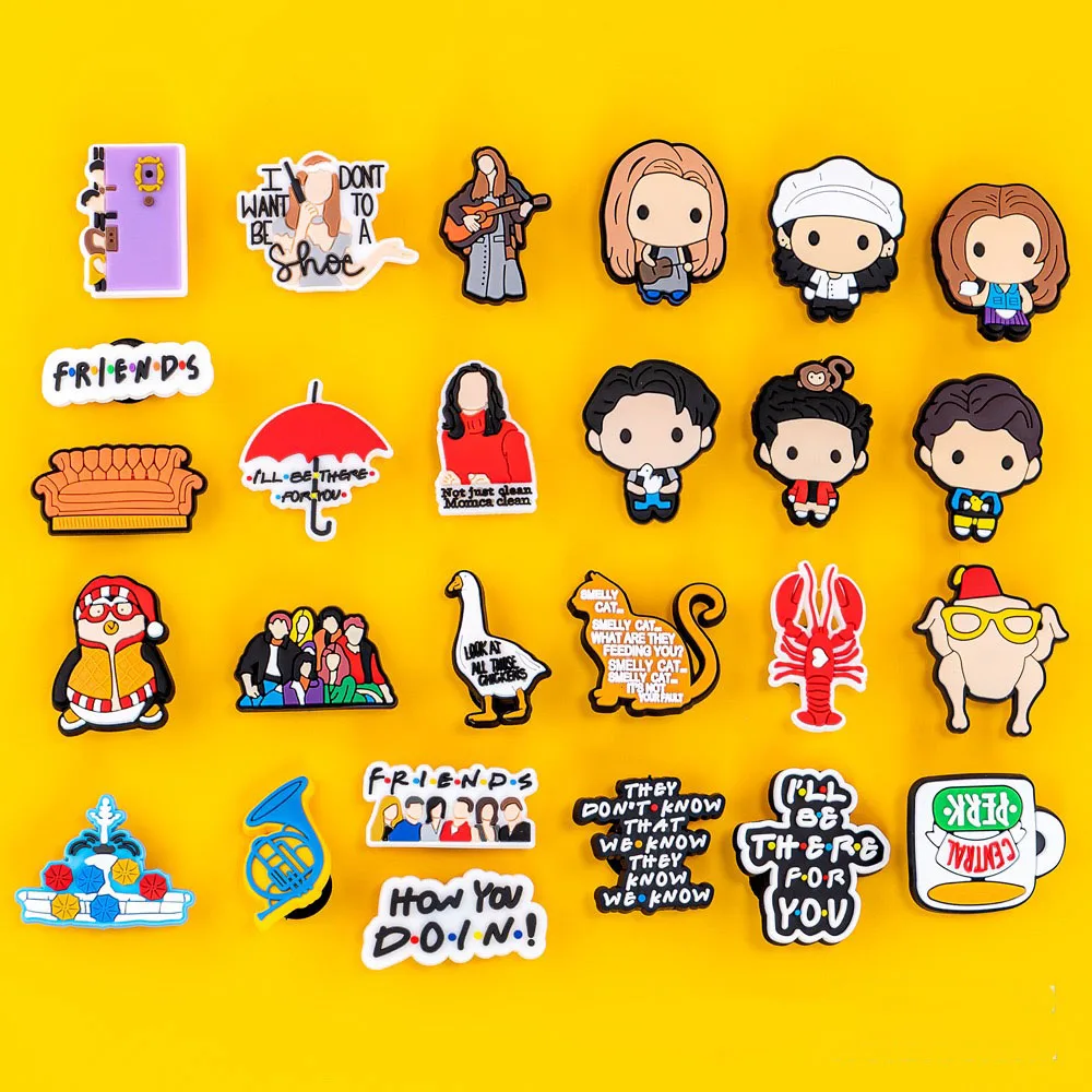13-100pcs Old Friends Shoe Charms Accessories Cartoon Clog Sandal Shoes Buckle Decorations Children Party Gifts