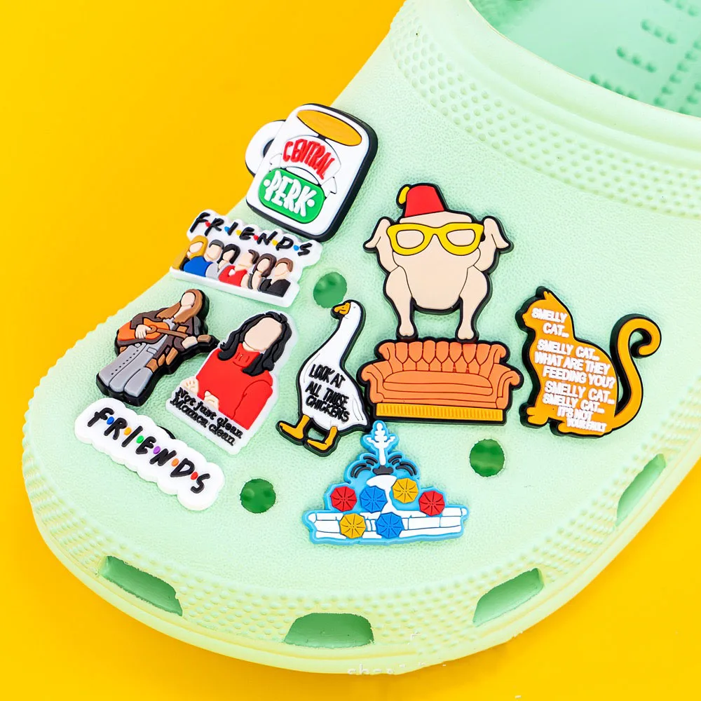 13-100pcs Old Friends Shoe Charms Accessories Cartoon Clog Sandal Shoes Buckle Decorations Children Party Gifts