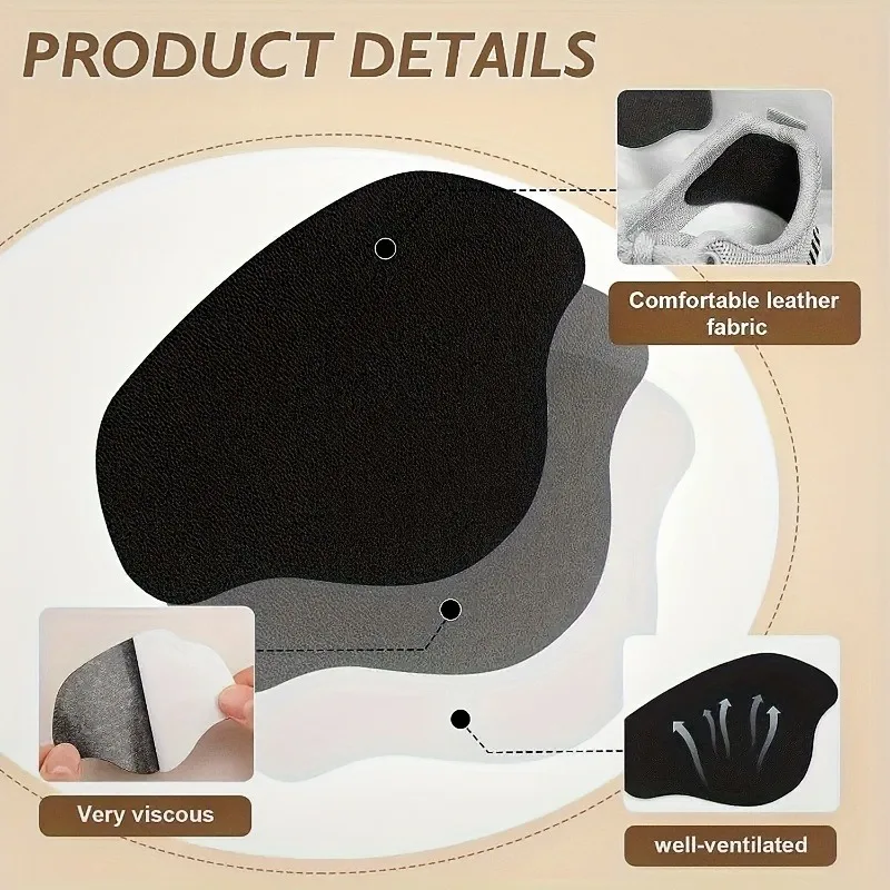 6 Pcs Sneaker Heel Repair Patches Wear-Resistant Shoe Heel Protector Stickers Fix Worn Holes for Sneakers, Leather Shoes