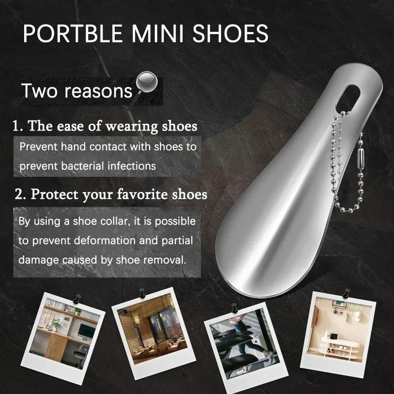 Three-colour 10cm Portable Mini Shoehorn Metal Durable Stainless Steel Fashion Keychain Shoehorn Accessories Shoe Helper