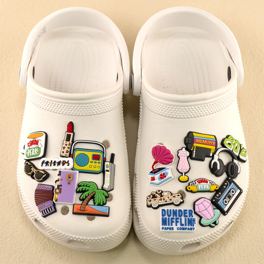 1/30pcs Vintage Vibe Shoe Charms Old School Shoe Decorations Y2K Pins for Girl Creative 80's 90's Sandal Accessories Clog Buckle