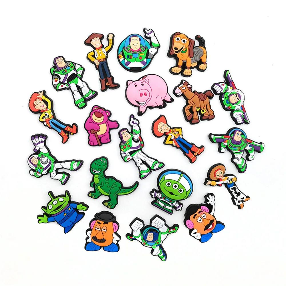 1/20Pcs Set Hot Sale Toy Cartoon Movie PVC Shoe Charms Buzz Lightyear Woody For Slides Sandals Clog Decor DIY Accessories Gifts