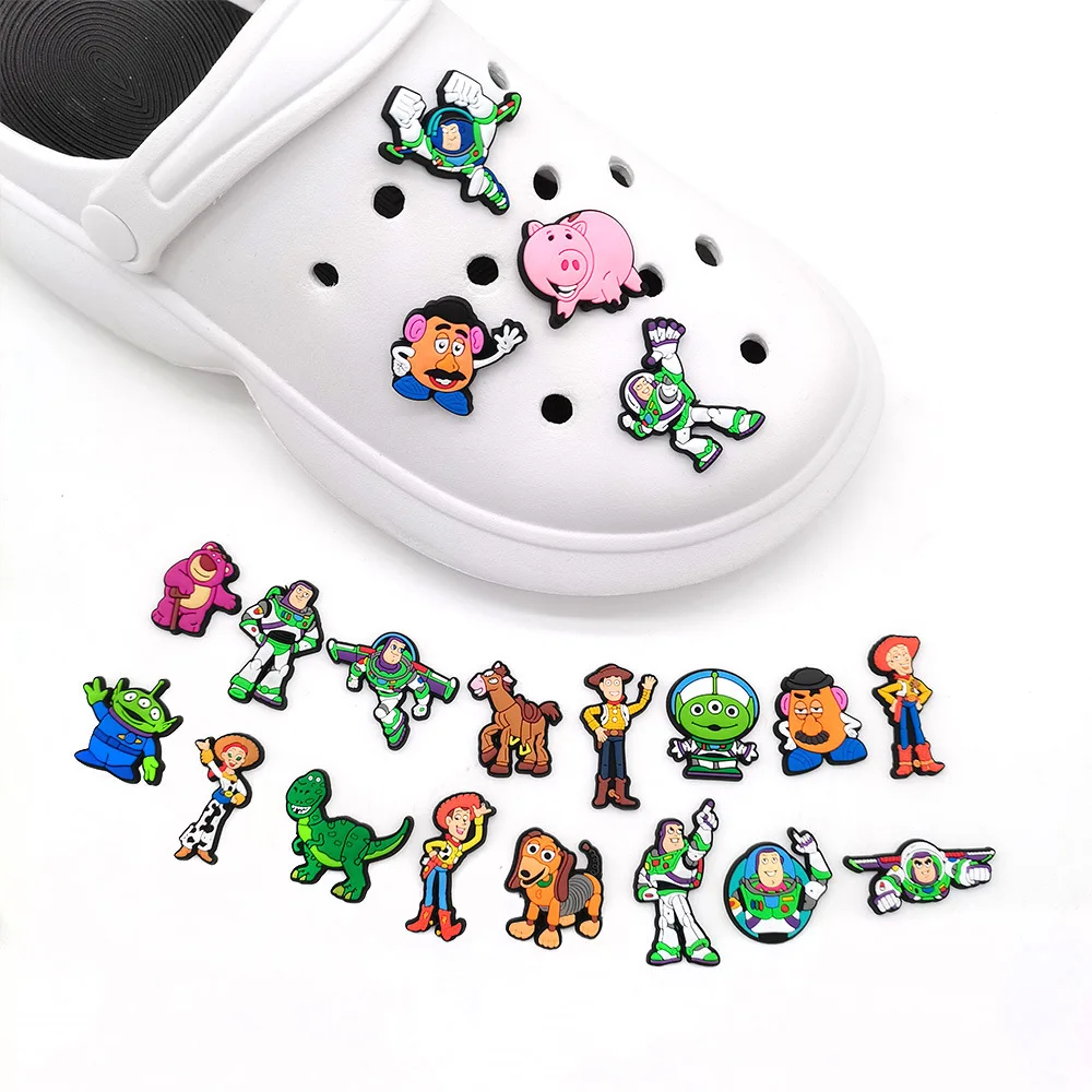 1/20Pcs Set Hot Sale Toy Cartoon Movie PVC Shoe Charms Buzz Lightyear Woody For Slides Sandals Clog Decor DIY Accessories Gifts