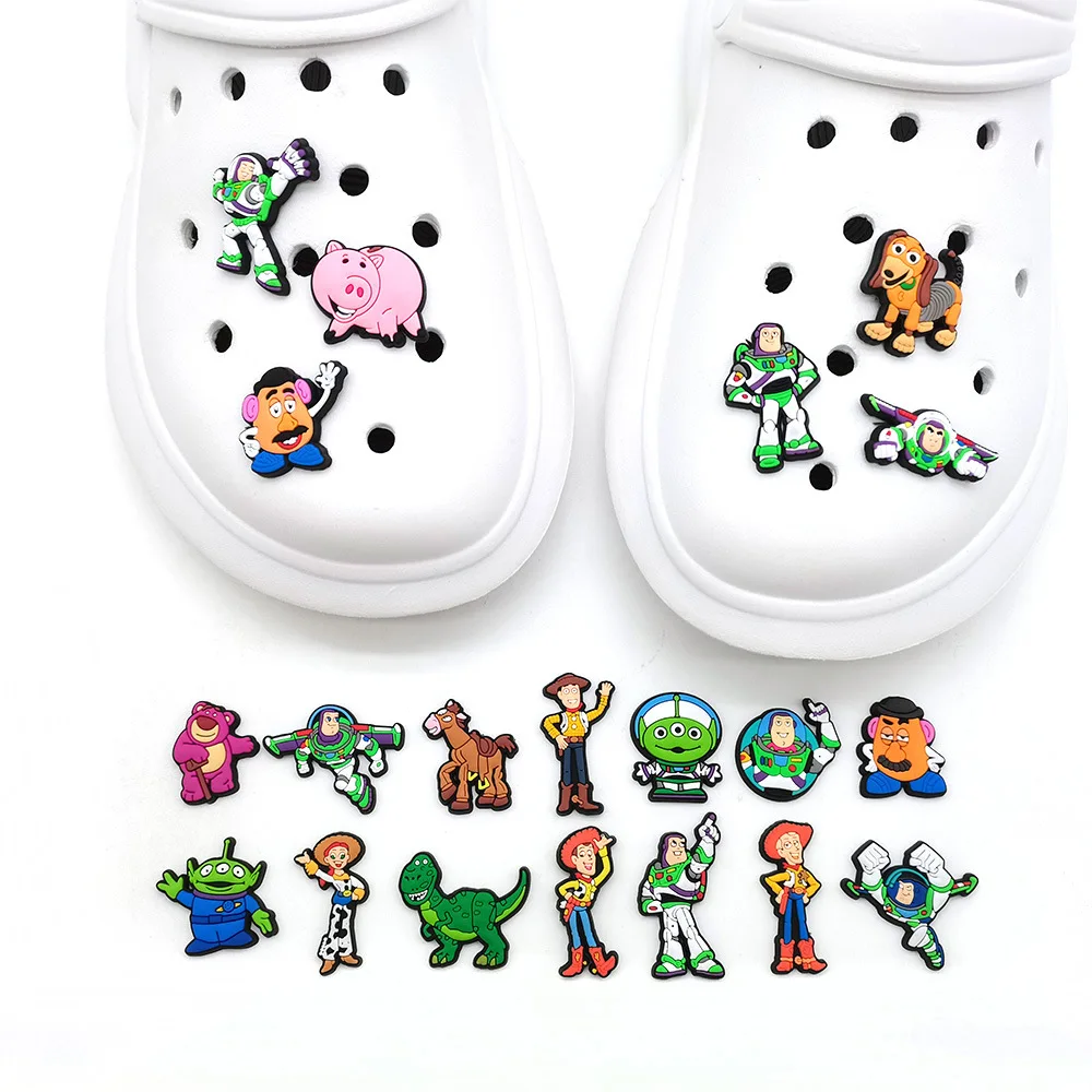 1/20Pcs Set Hot Sale Toy Cartoon Movie PVC Shoe Charms Buzz Lightyear Woody For Slides Sandals Clog Decor DIY Accessories Gifts