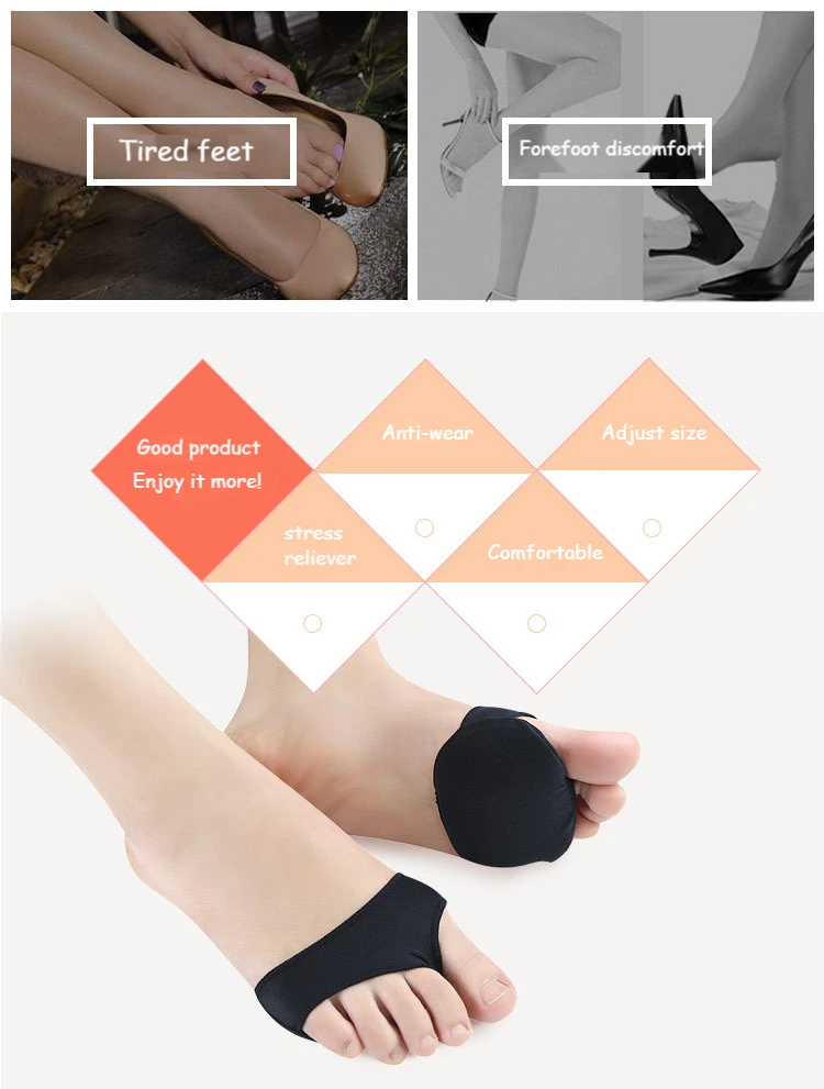 Forefoot Gel Pads Silicone Insoles for Shoes Metatarsal Pad Foot Breathable Shock Absorption Women Feet Pain Relief Shoe Cushion