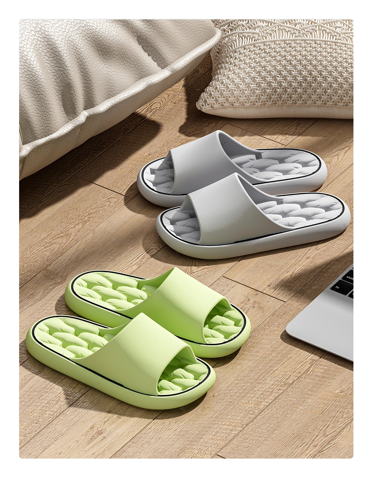 Summer Women Bathroom Slippers EVA Leaky Home Sandals Comfortable Soft Non-slip Slides Indoor Men Quick Drying Flip Flops