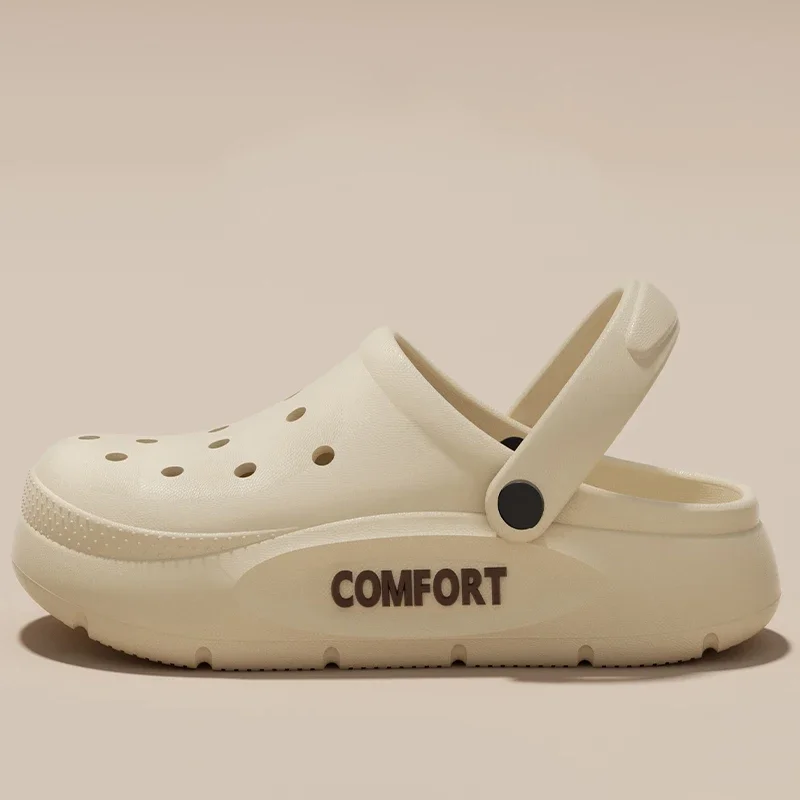 2026 Summer EVA Hole Shoes For Men Women Closed Toe Thick Sole Non Slip Outdoor Beach Slippers Cloud Feel Slides