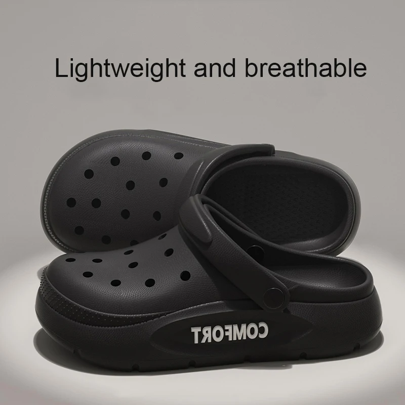 2026 Summer EVA Hole Shoes For Men Women Closed Toe Thick Sole Non Slip Outdoor Beach Slippers Cloud Feel Slides