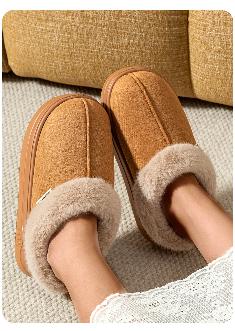 Fashion PU Warm Women Winter Slippers Boot Couple Indoor Outdoor Anti-slip Snow Boots Men Leisure Home Shoes