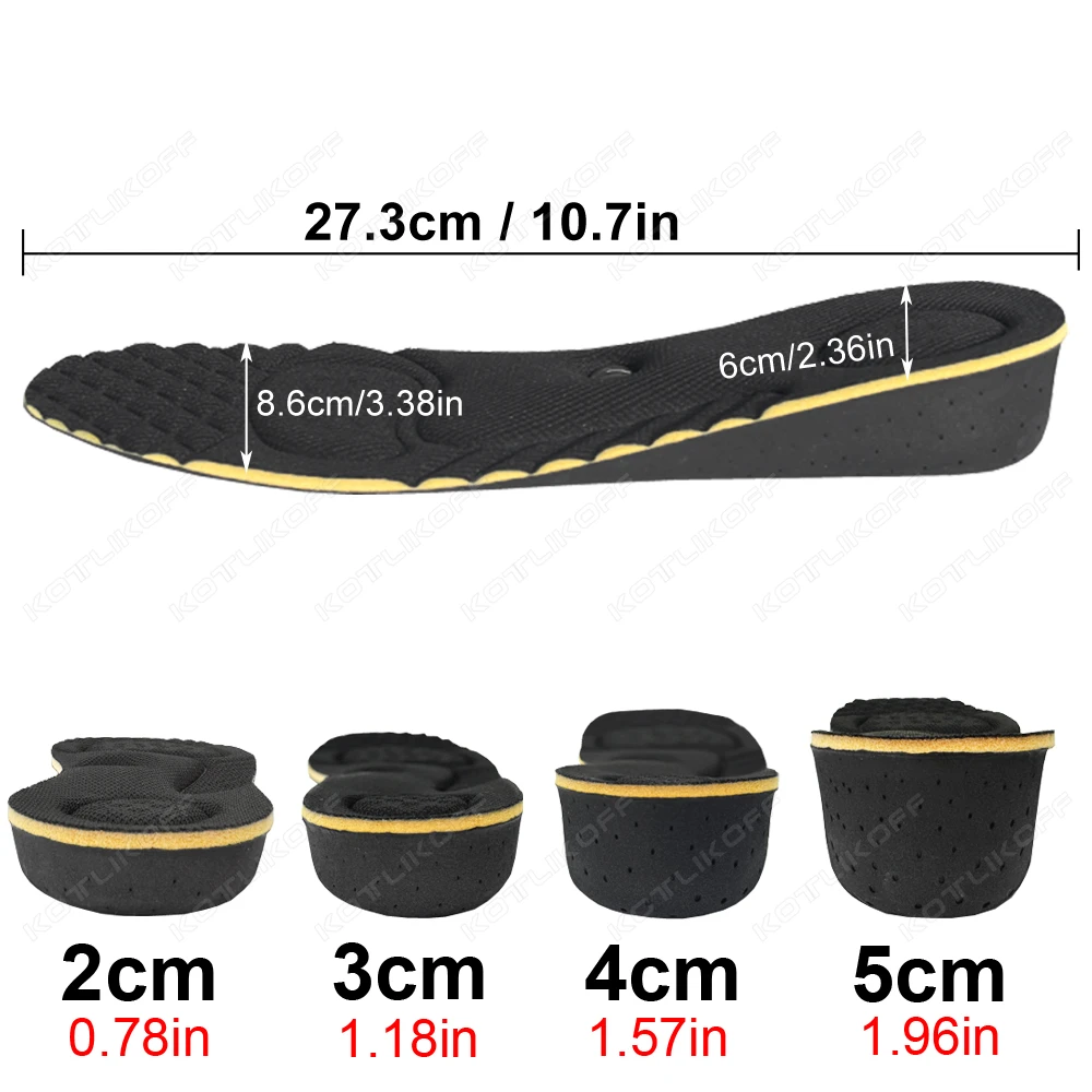 Height Increase Insoles Cushions 2-5cm Magnet Massage Invisible Height Lift Adjustable Cut Shoes Heel Insert Taller Support Pads