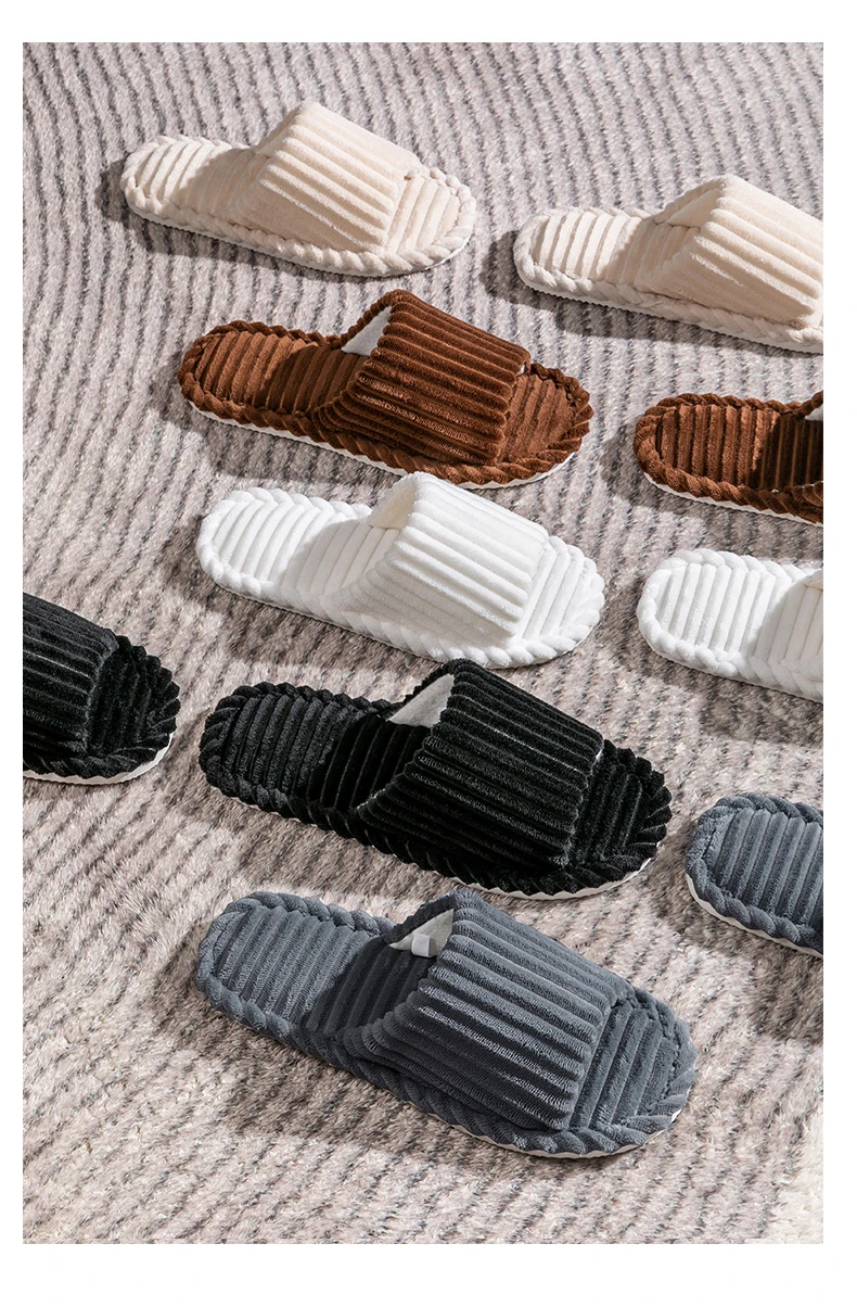 Men's Open Toed Slippers Autumn and Winter Indoor Anti Slip Breathable Bedroom Silent Couple's Home Shoes for Spring and Autumn