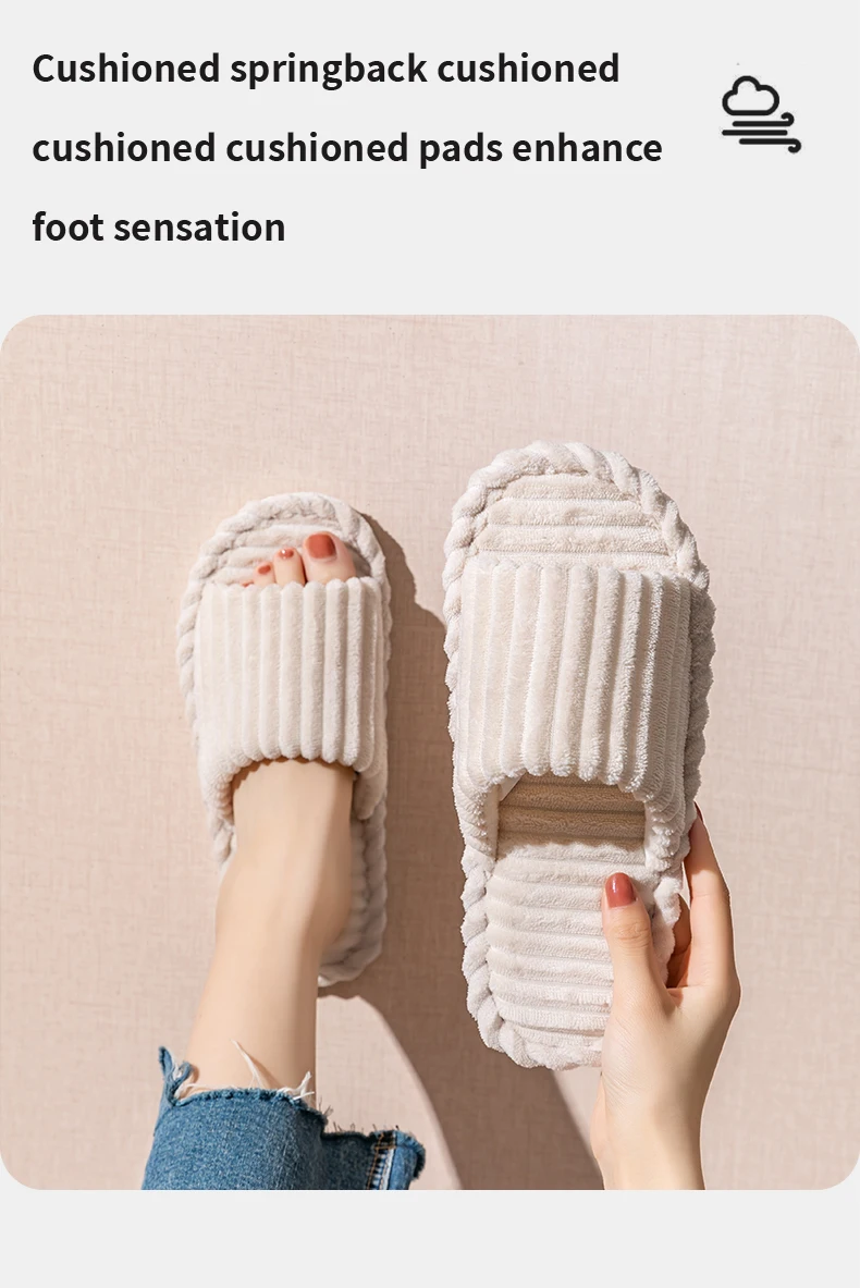 Men's Open Toed Slippers Autumn and Winter Indoor Anti Slip Breathable Bedroom Silent Couple's Home Shoes for Spring and Autumn