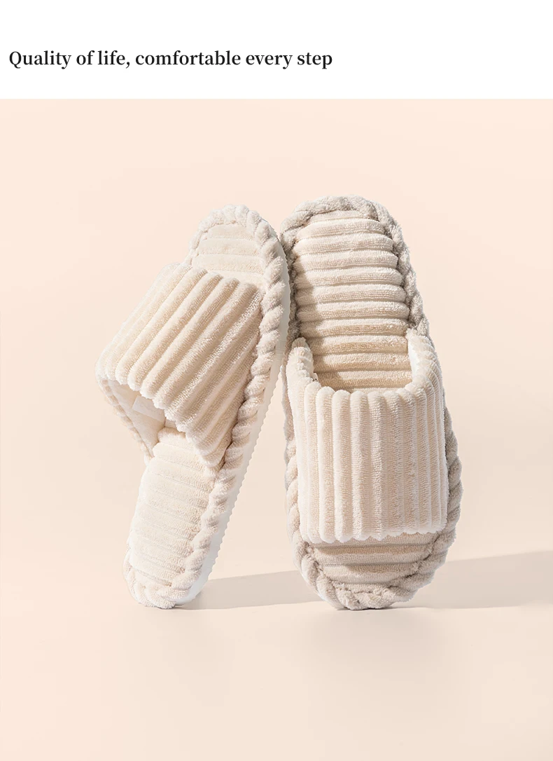 Men's Open Toed Slippers Autumn and Winter Indoor Anti Slip Breathable Bedroom Silent Couple's Home Shoes for Spring and Autumn