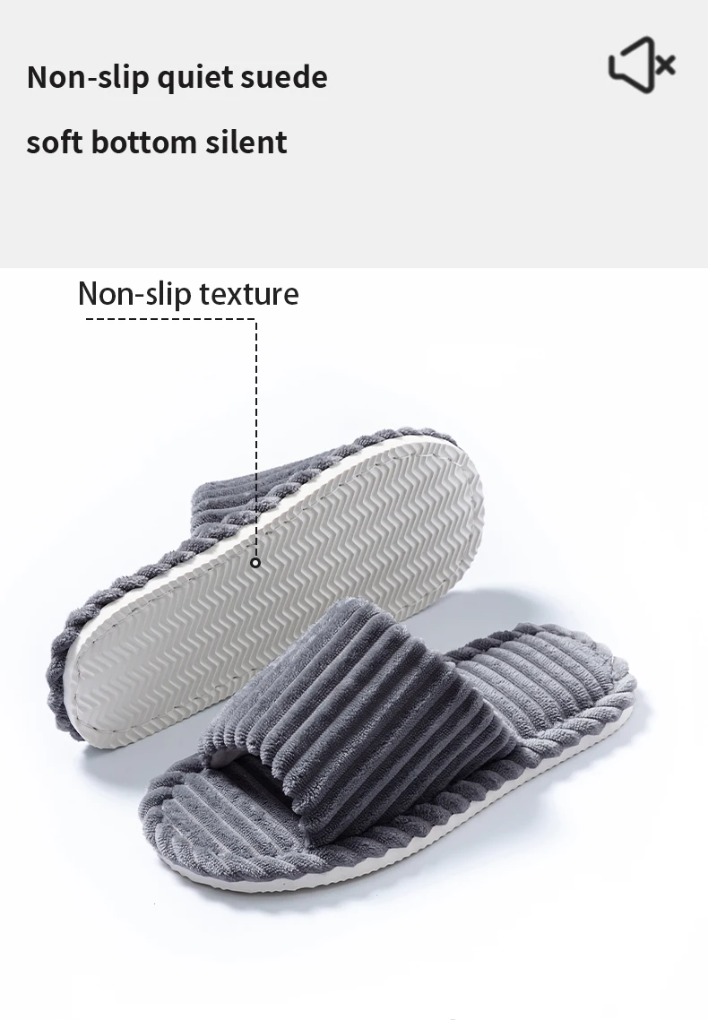 Men's Open Toed Slippers Autumn and Winter Indoor Anti Slip Breathable Bedroom Silent Couple's Home Shoes for Spring and Autumn