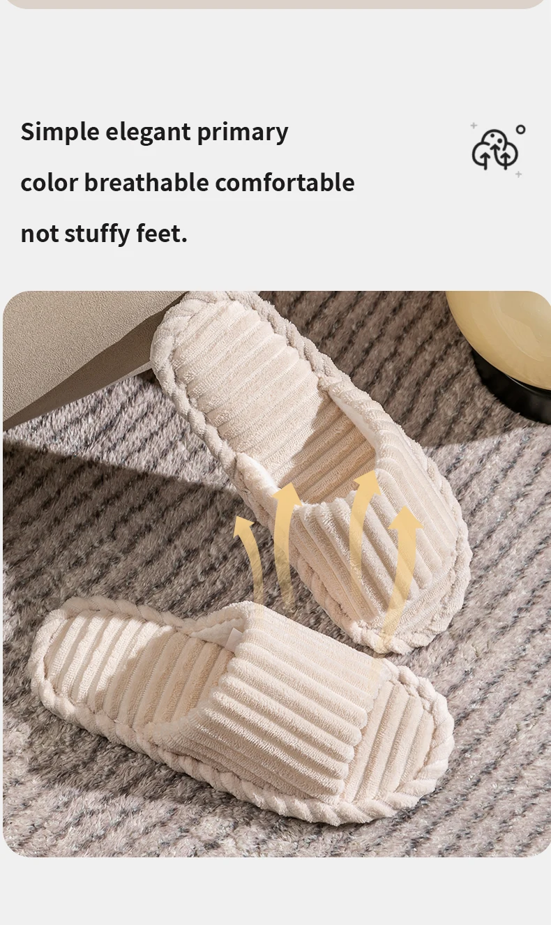 Men's Open Toed Slippers Autumn and Winter Indoor Anti Slip Breathable Bedroom Silent Couple's Home Shoes for Spring and Autumn