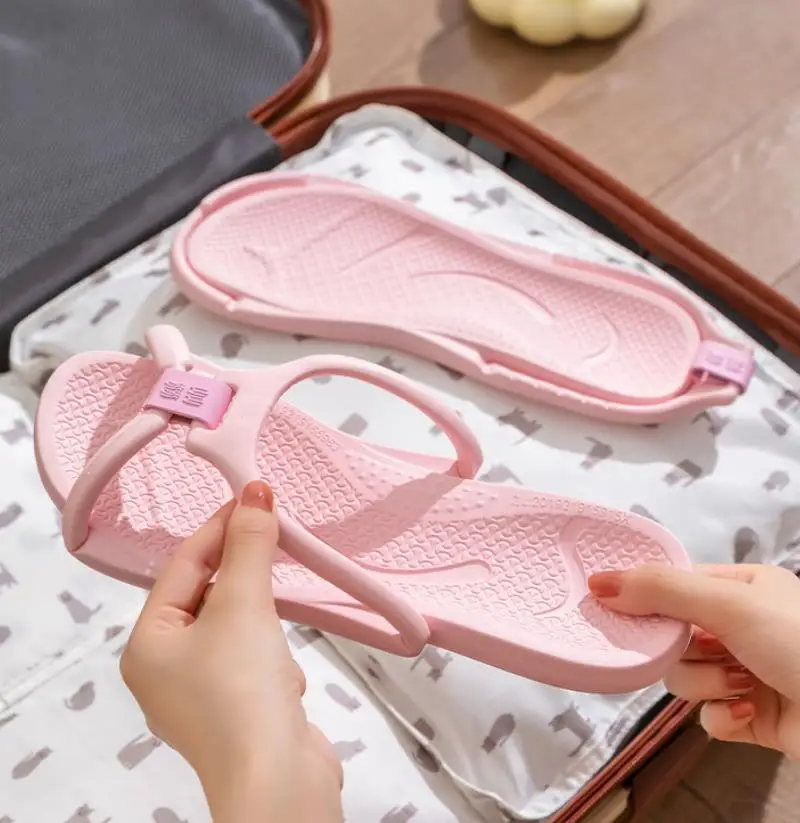Foldable Travel Slippers Unisex EVA Flip Flops Hotel Non Slip Women Men Bathroom Indoor Slides Portable Lightweight Comfortable