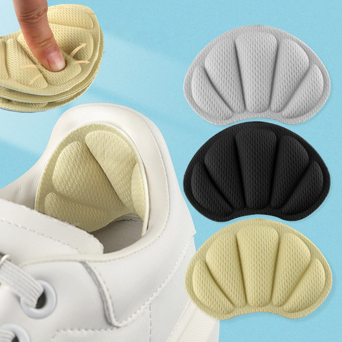 4 PCS Heel Insoles Patch of Heel Pads Relieve Pain for Too Large Shoes, Heel Cushion Inserts, Self-Adhesive Heel Grips