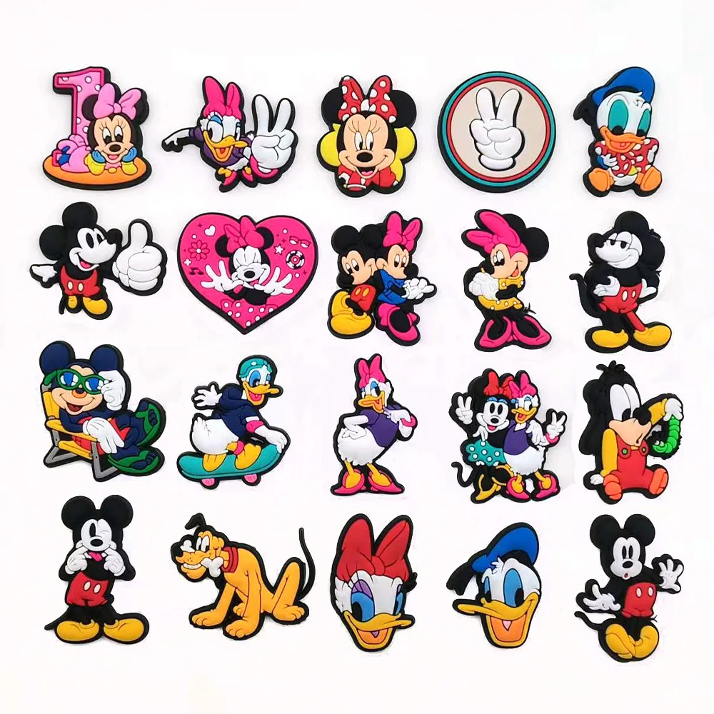 1/20Pcs Mickey Minnie Donald Duck High Quality Shoe Charms For Slides Sandals DIY Custom Accessories PVC Clog Decor Party Gift