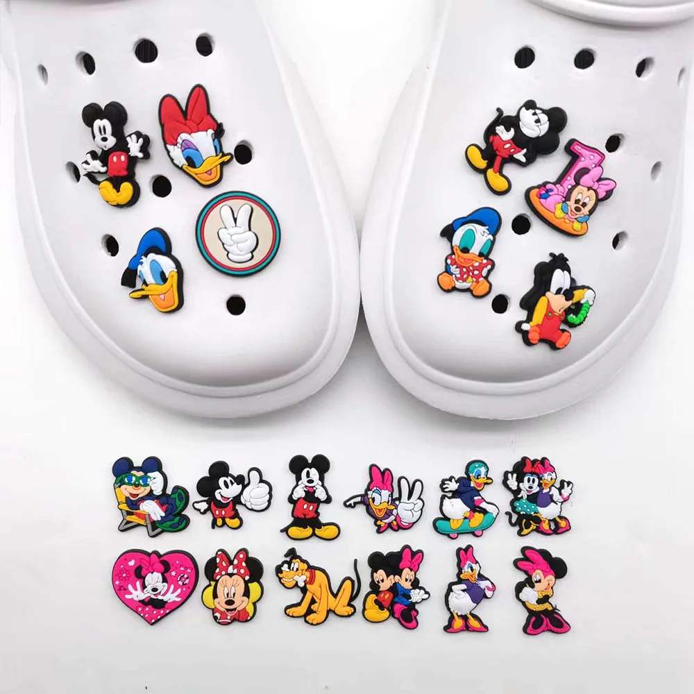 1/20Pcs Mickey Minnie Donald Duck High Quality Shoe Charms For Slides Sandals DIY Custom Accessories PVC Clog Decor Party Gift