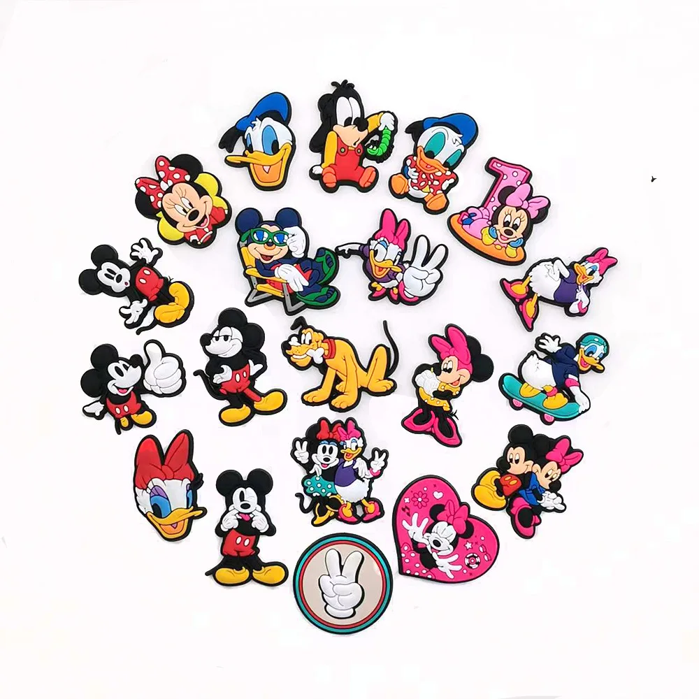 1/20Pcs Mickey Minnie Donald Duck High Quality Shoe Charms For Slides Sandals DIY Custom Accessories PVC Clog Decor Party Gift