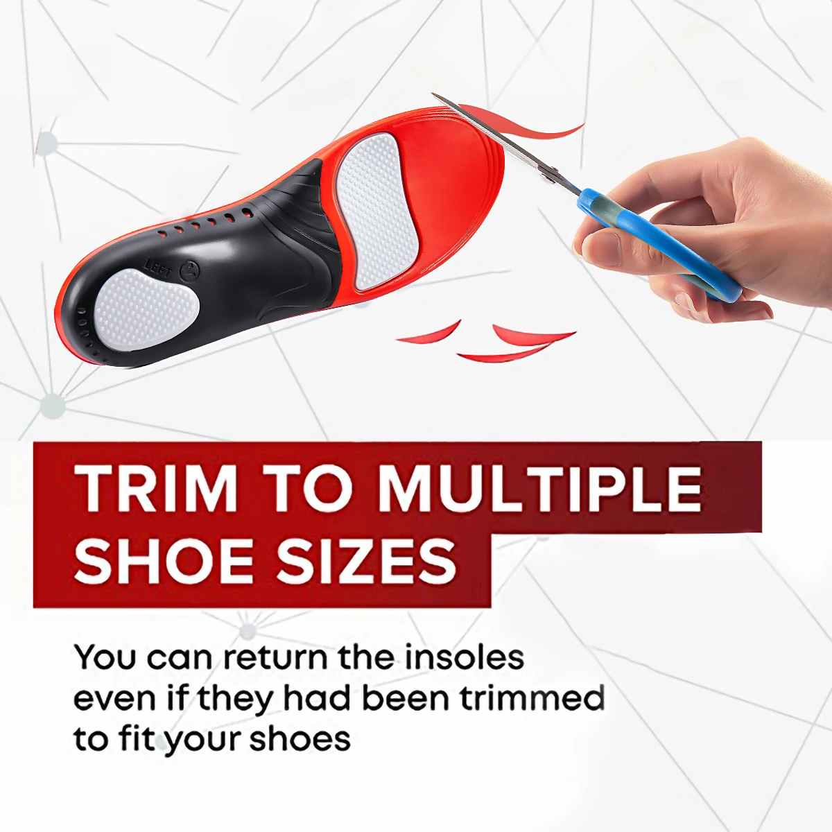 Premium 220+lbs Heavy Duty Arch Support Insoles Orthopedic Sport Insoles for Feet PU Gel Shock Absorption Sole Pad Women Men